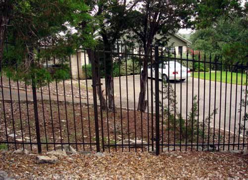 2 rail black metal fence gate and security