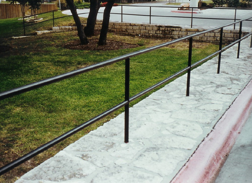 black 2 rail handrail sidewalk