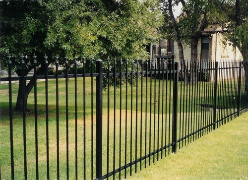 double rail black ornamental iron fence