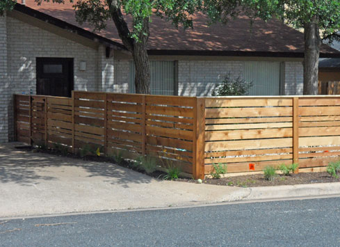 horizontal spaced front yard fence