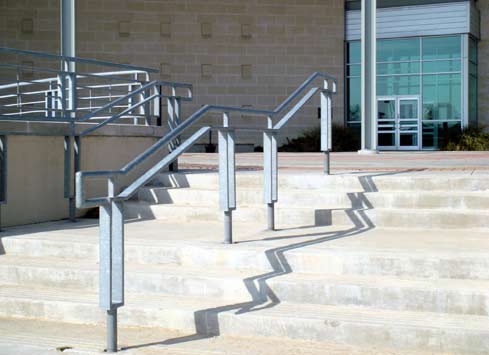 metal handrail up steps