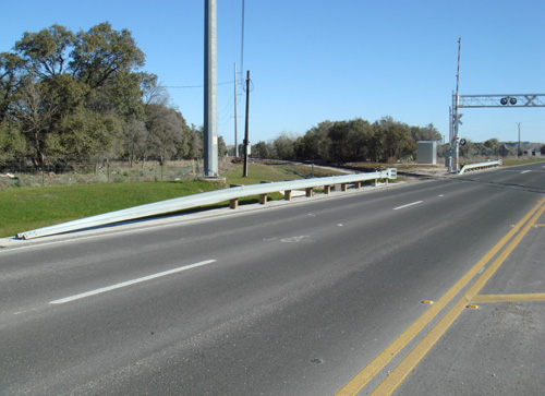 road guardrail at rail road crossing