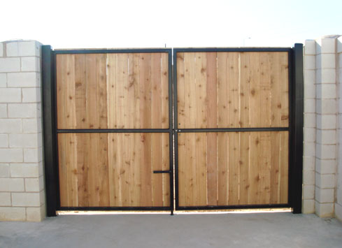 swinging wood commercial gate