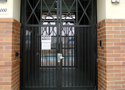 tall metal gate to stadium
