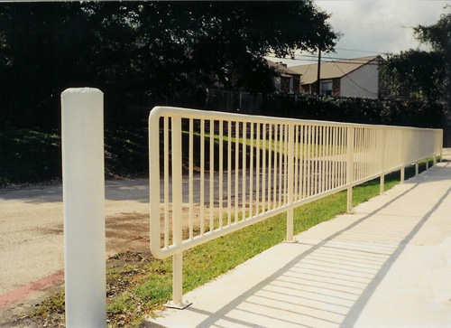 white metal handrail exterior of business