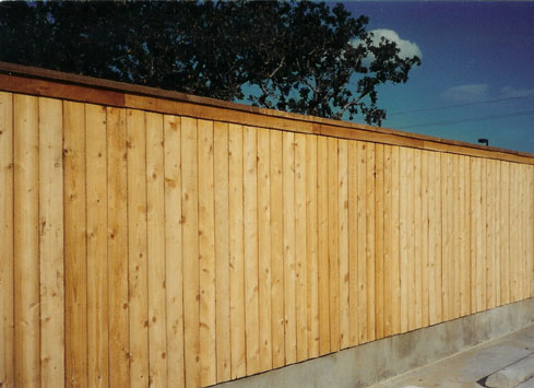 wood privacy fence around business