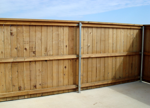 wood privacy fence metal poles